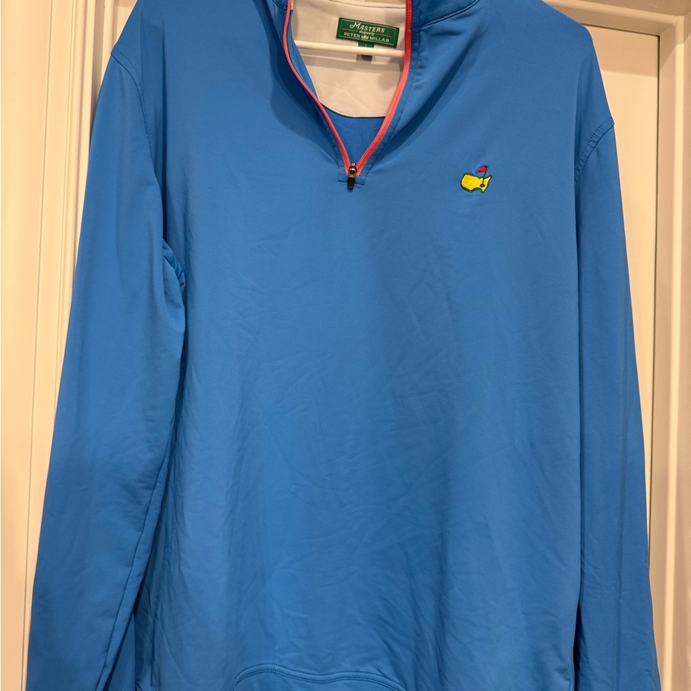 Peter Millar Blue Pullover with Yellow Logo